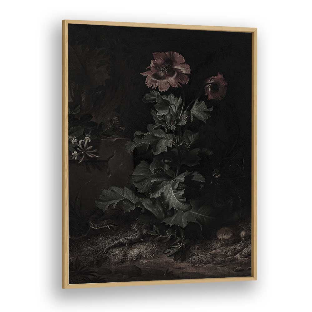 Shadows In Bloom Gothic Wall Art Prints in Oak Wood Plain Frame