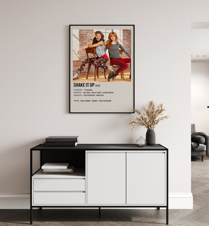 Shake It Up 2010 Movie Posters in Black Plain Frame hanging on wall above console table