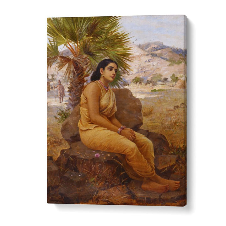 Shakuntala Lost In Thoughts (1901) By Raja Ravi Varma Indian Paintings in Gallery Wrap