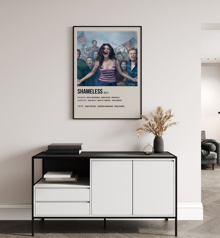 Shameless 2011 iii Movie Posters in Black Plain Frame hanging on wall above console table