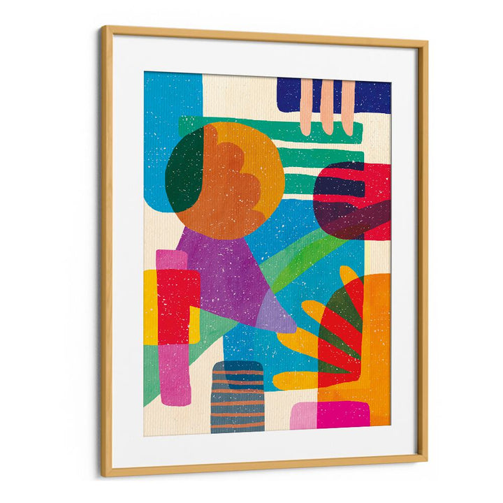 Shapes And Dreams Abstract Art Abstract Paintings in Oak Wood Frame With Mount