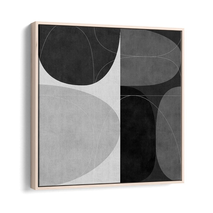 Shapes BW II By Ana Rut Bre Abstract Art Abstract Paintings in Oak Wood Floater Frame