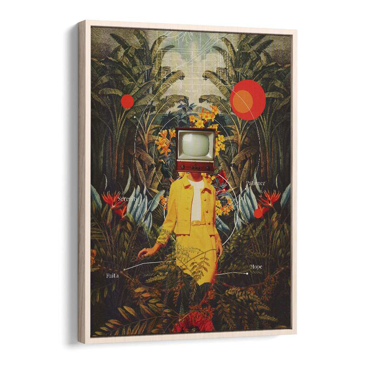 She Came From the Wilderness By Frank Moth Surreal Art Prints Surrealism in Oak Wood Floater Frame