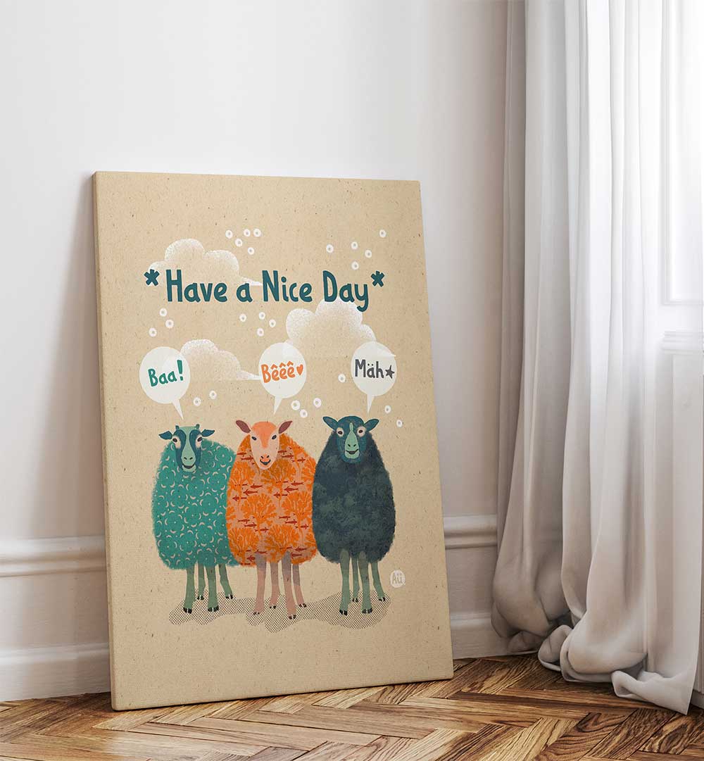 SHEEP'S CHEERFUL GREETING , KIDS ROOM PAINTINGS