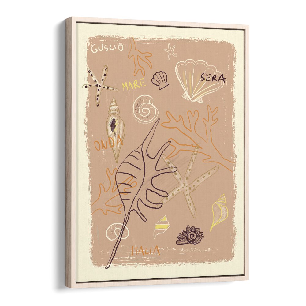 Shells by Studio Dolci Kitchen Posters in Oak Wood Floater Frame