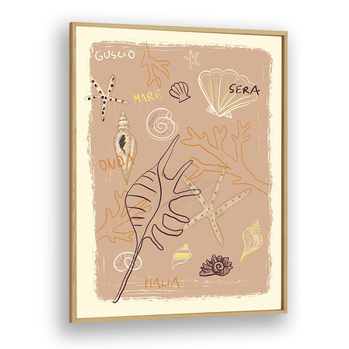 Shells by Studio Dolci Kitchen Posters in Oak Wood Plain Frame