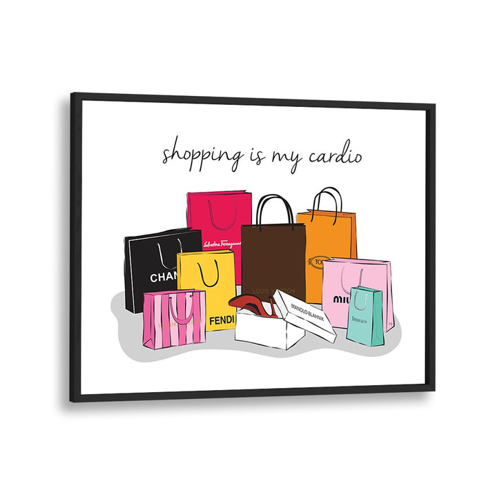 Shopping Cardio by Martina Fashion Paintings Fashion Posters in Black Plain Frame