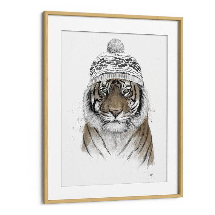 Siberian Tiger By Balazs Solti Wildlife Art Prints in Oak Wood Frame With Mount