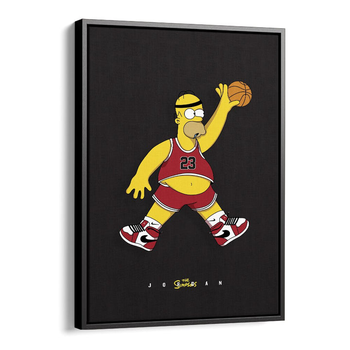 Simpsons X Basketball Comic Wall Art Comic Posters in Black Floater Frame