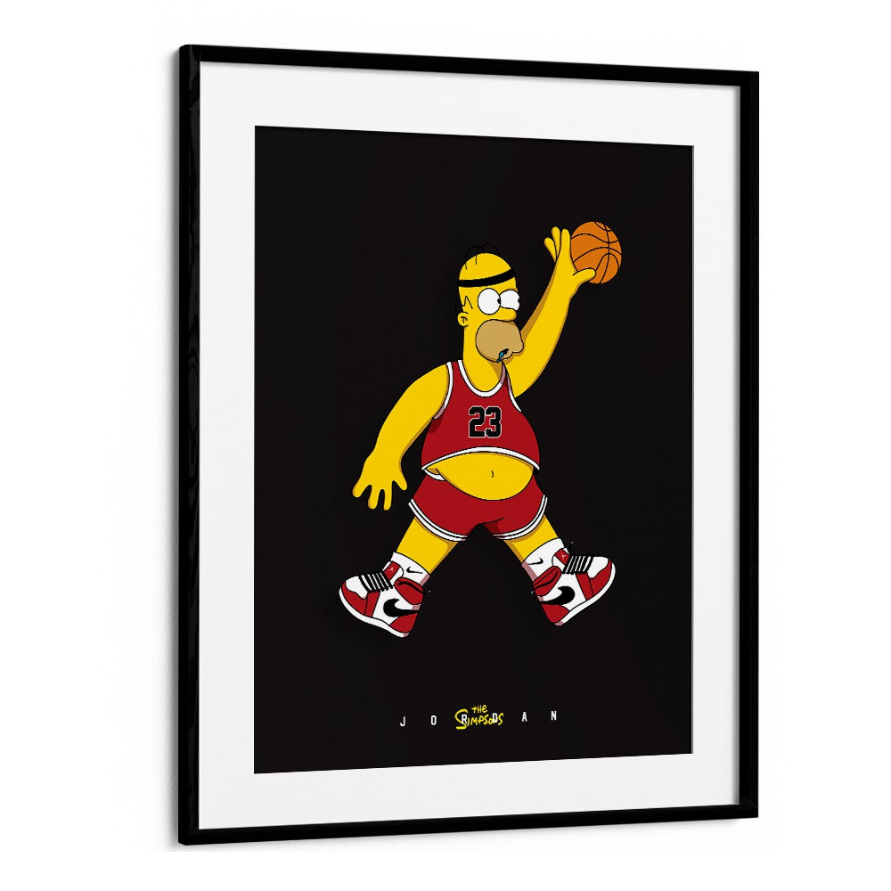 Simpsons X Basketball Comic Wall Art Comic Posters in Black Frame With Mount