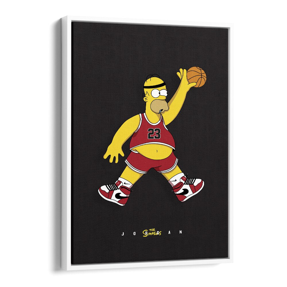 Simpsons X Basketball Comic Wall Art Comic Posters in White Floater Frame