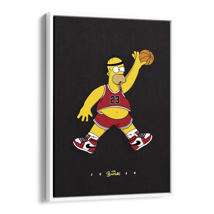 Simpsons X Basketball Comic Wall Art Comic Posters in White Floater Frame