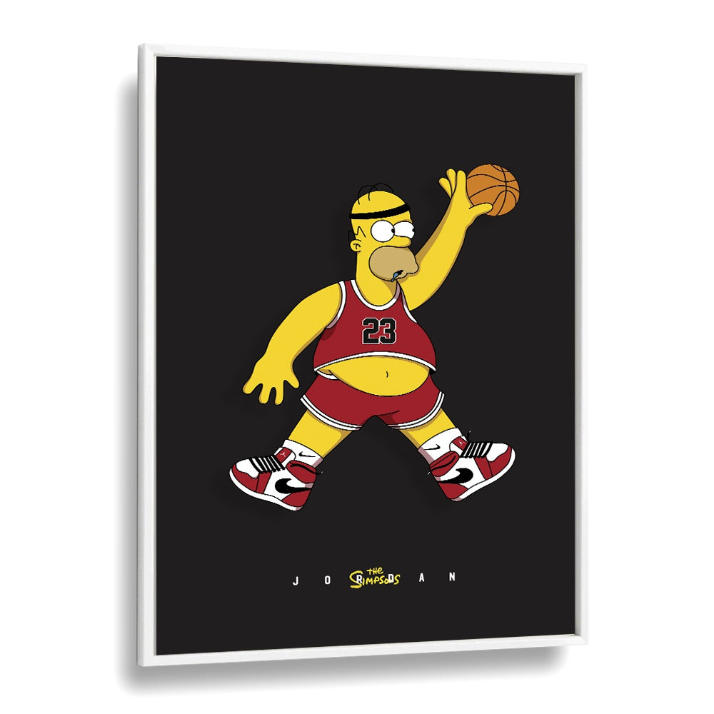 Simpsons X Basketball Comic Wall Art Comic Posters in White Plain Frame