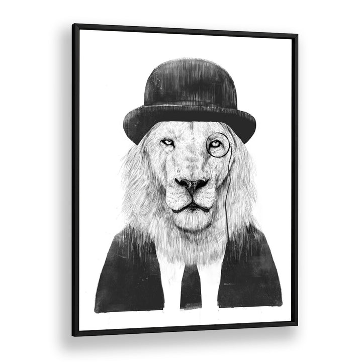 Sir Lion By Balazs Solti Wildlife Art Prints in Black Plain Frame