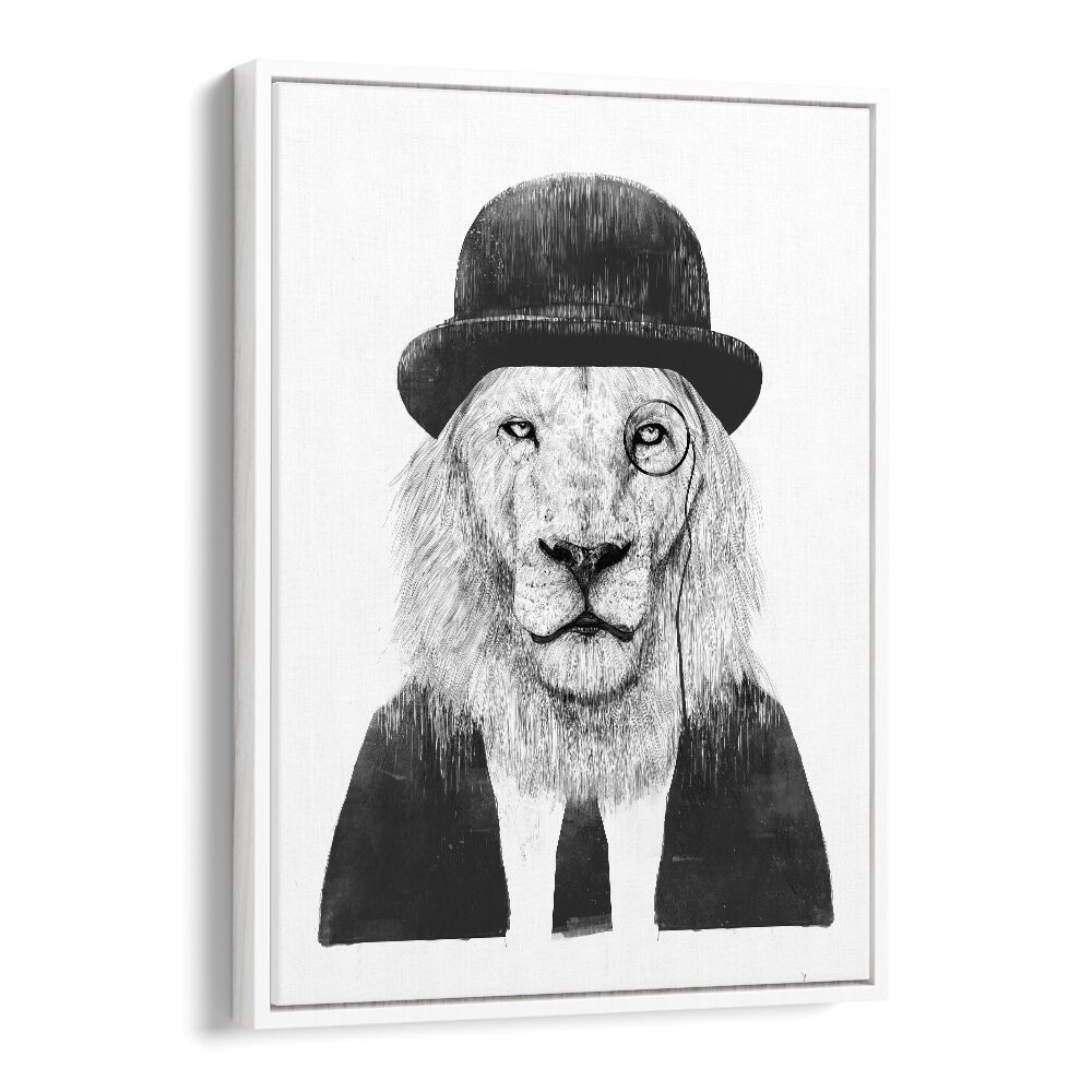 Sir Lion By Balazs Solti Wildlife Art Prints in White Floater Frame