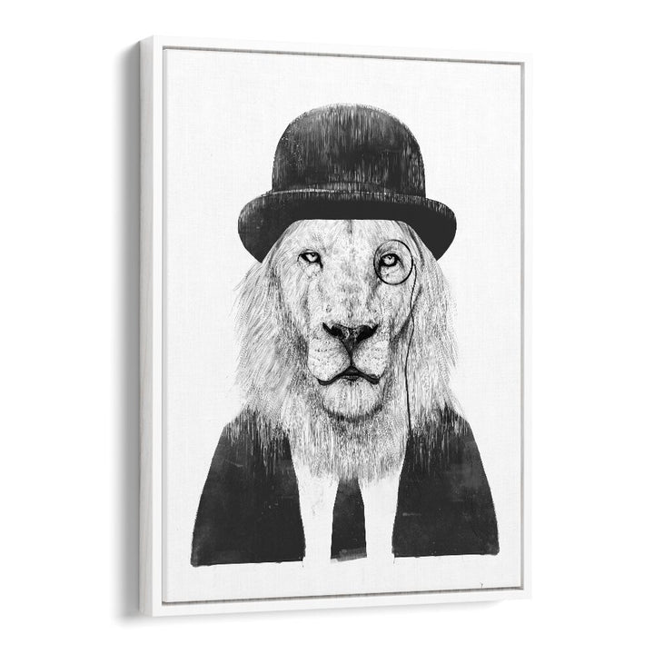 Sir Lion By Balazs Solti Wildlife Art Prints in White Floater Frame