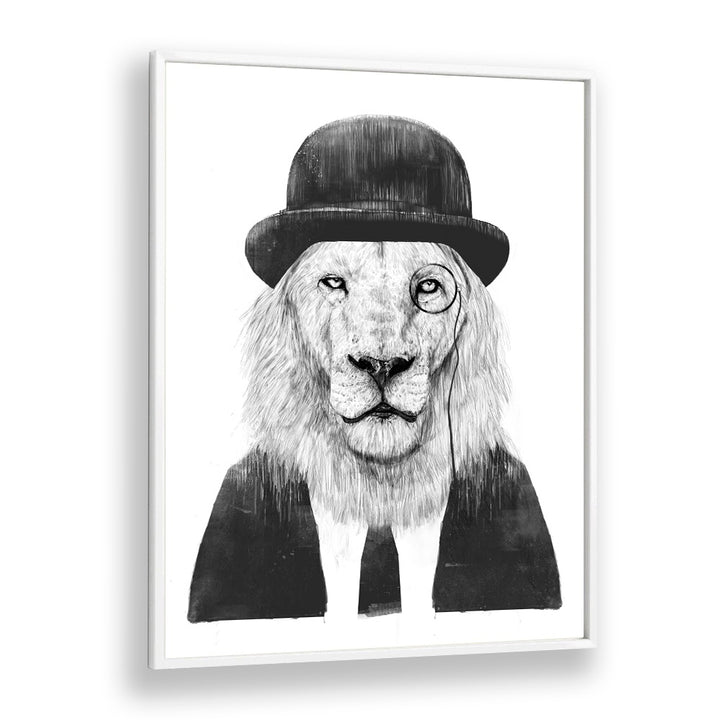 Sir Lion By Balazs Solti Wildlife Art Prints in White Plain Frame