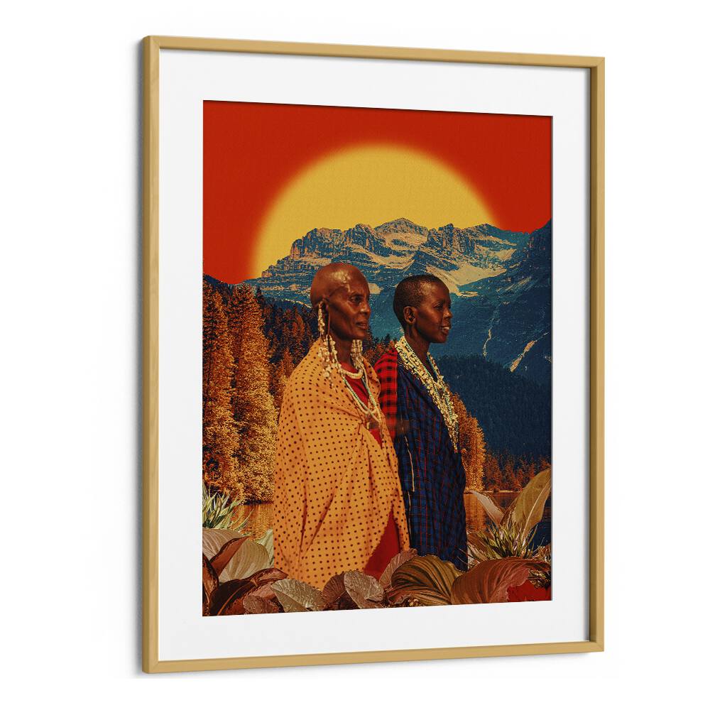 Sister By Cosmo Zach Surreal Art Prints Surrealism in Oak Wood Frame With Mount