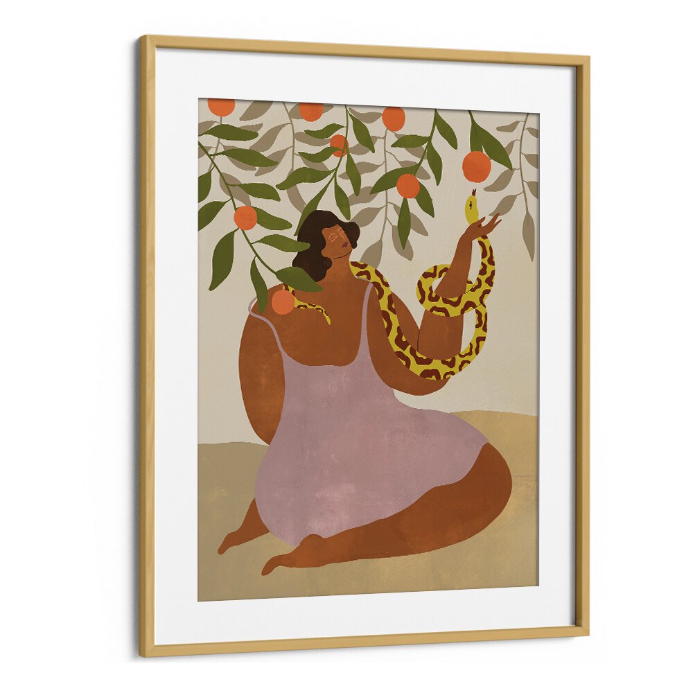 Smell The Orange By Arty Guava Wall Art Prints in Oak Wood Frame With Mount