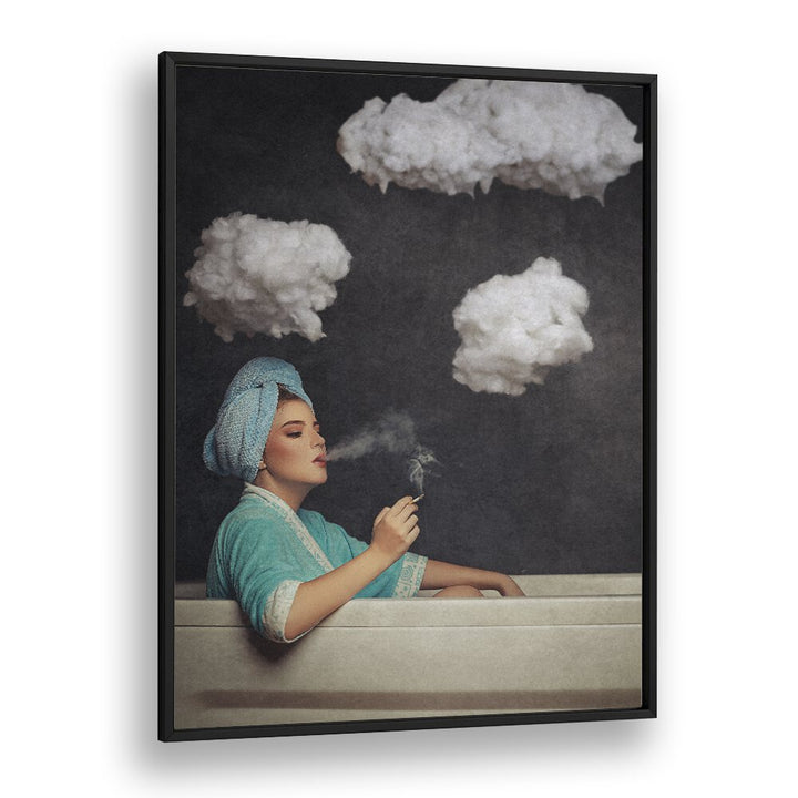 Smoke Out  Women Illustrations paintings in Black Plain Frame