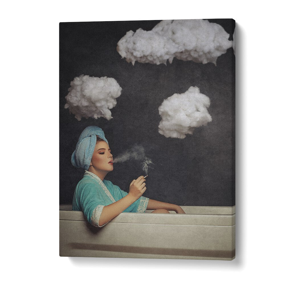 Smoke Out  Women Illustrations paintings in Gallery Wrap