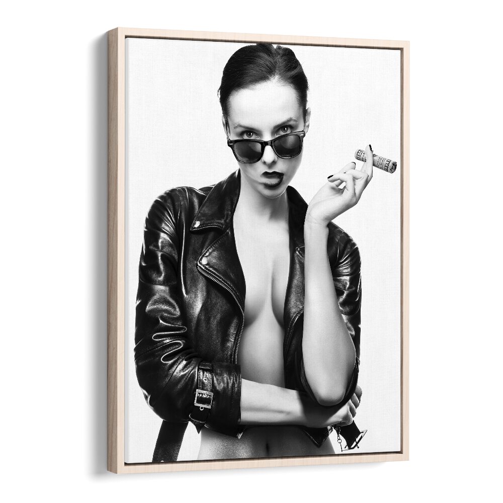 Smoke This ii by David Drake Fine Art Photography Fashion Photography in Oak Wood Floater Frame