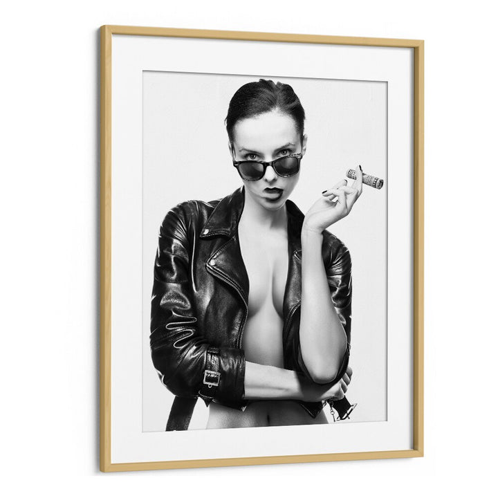 Smoke This ii by David Drake Fine Art Photography Fashion Photography in Oak Wood Frame With Mount