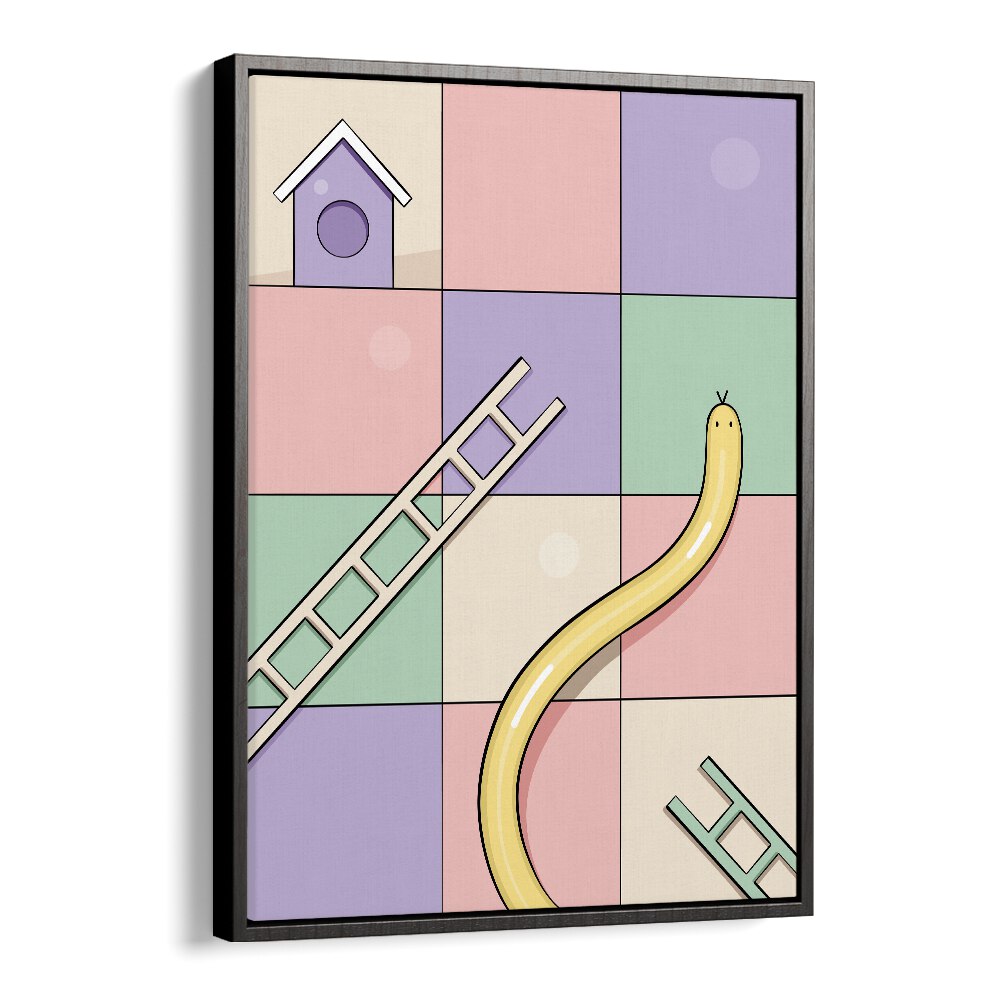 Snakes & Ladders By Samridhi Sharma Gaming Posters in Black Floater Frame