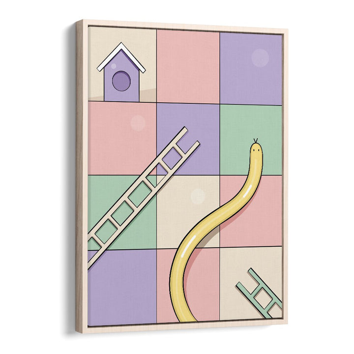 Snakes & Ladders By Samridhi Sharma Gaming Posters in Oak Wood Floater Frame