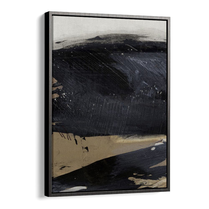 SNAP II, ABSTRACT PAINTINGS by Dan Hobday features bold black and gold strokes, perfect for any stylish space.