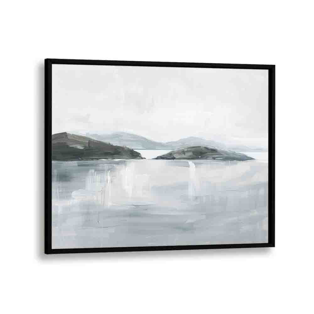 Snowy Breakers Beach Prints Coastal Wall Art in Black Plain Frame