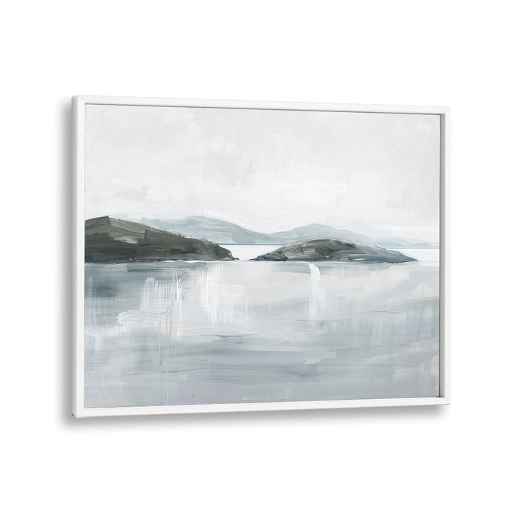 Snowy Breakers Beach Prints Coastal Wall Art in White Plain Frame