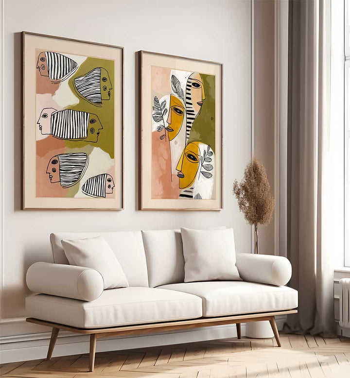 SOULFUL GAZE , SET OF 2 PAINTINGS