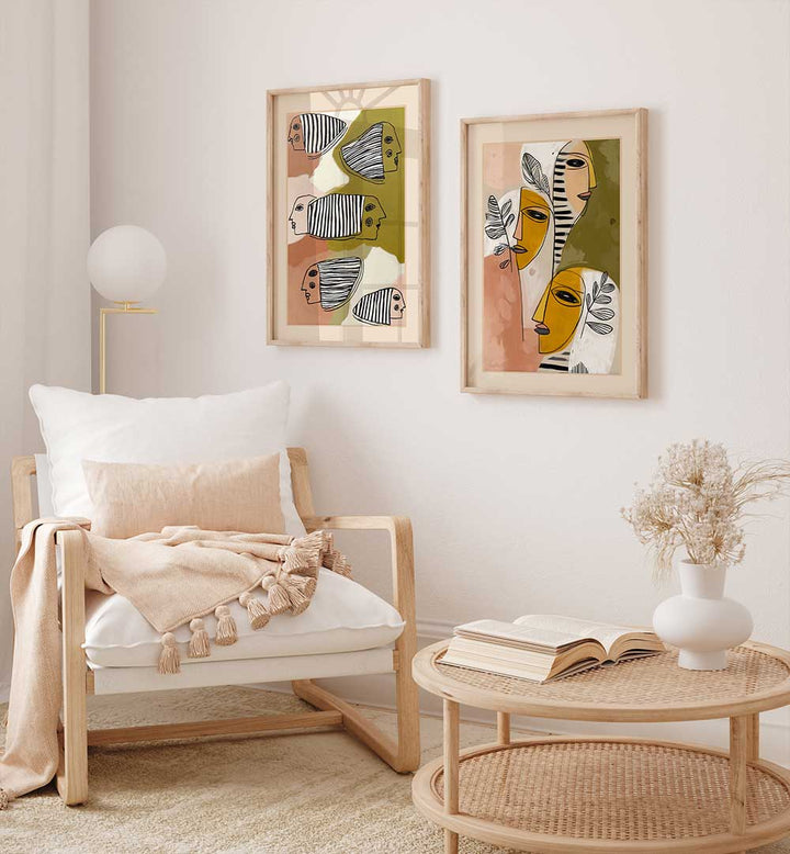 SOULFUL GAZE , SET OF 2 PAINTINGS