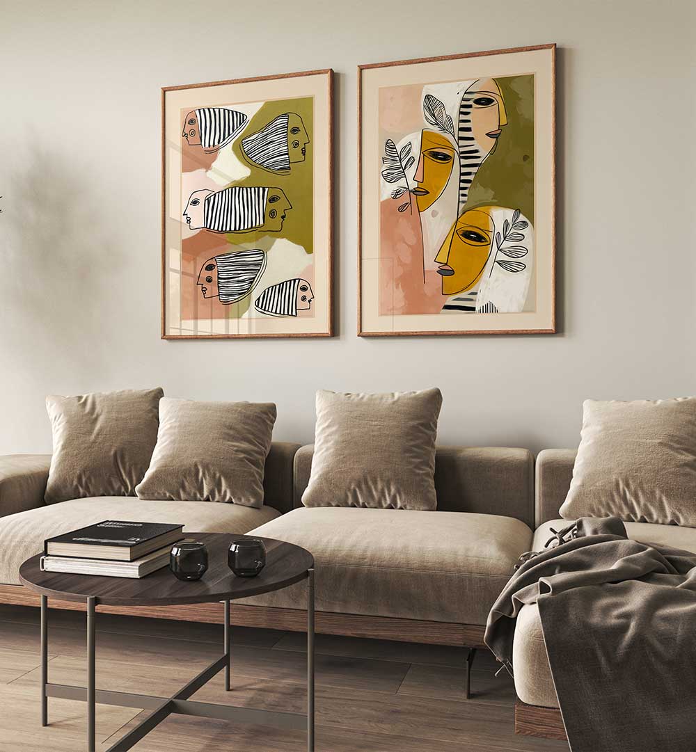 SOULFUL GAZE , SET OF 2 PAINTINGS