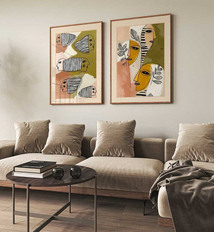 SOULFUL GAZE , SET OF 2 PAINTINGS