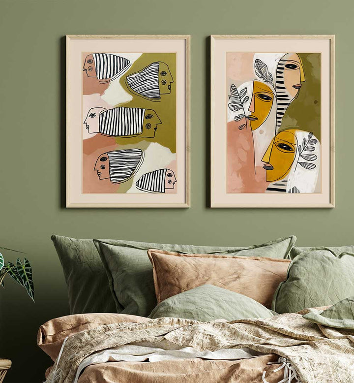 SOULFUL GAZE , SET OF 2 PAINTINGS