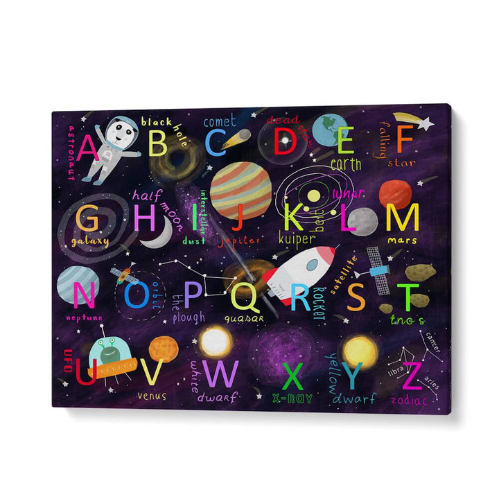 Space Alphabet Illustration By Carla Daly Kids Painting in Gallery Wrap