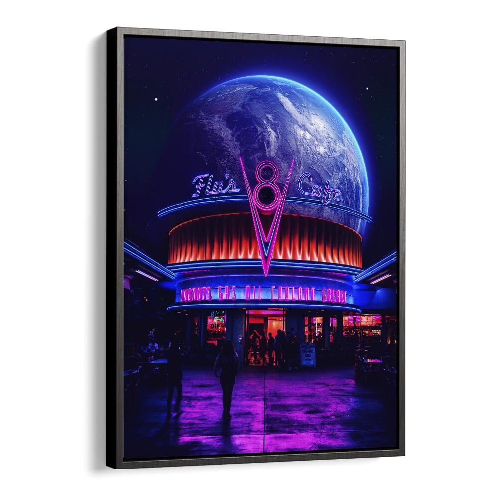 Space Cafe by Ritvik Takkar Surrealism in Black Floater Frame