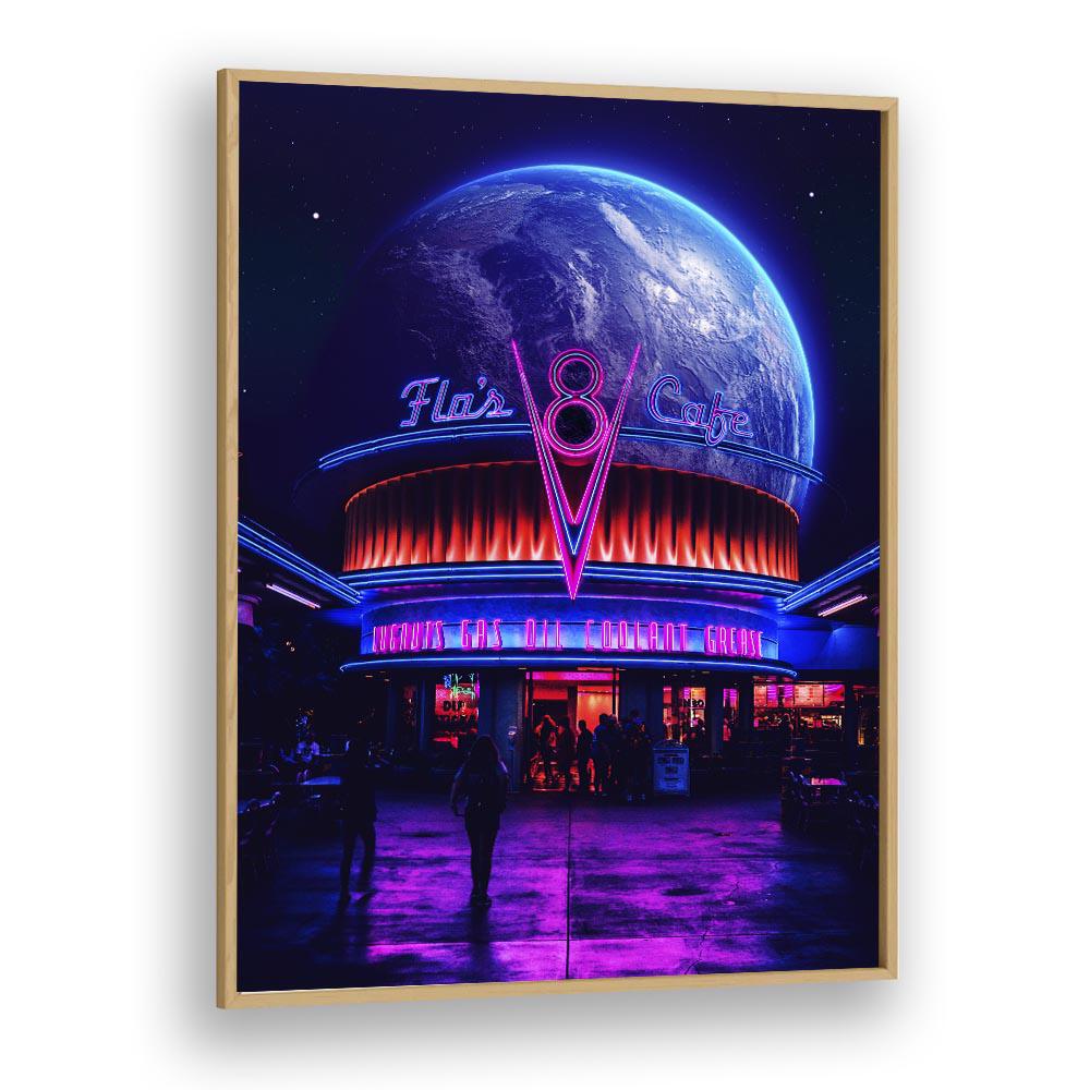 Space Cafe by Ritvik Takkar Surrealism in Oak Wood Plain Frame