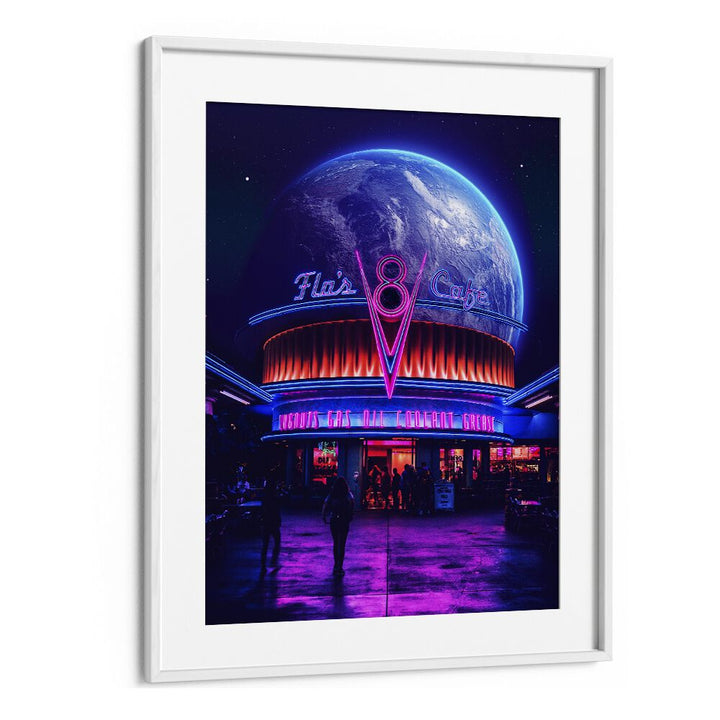 Space Cafe by Ritvik Takkar Surrealism in White Frame With Mount