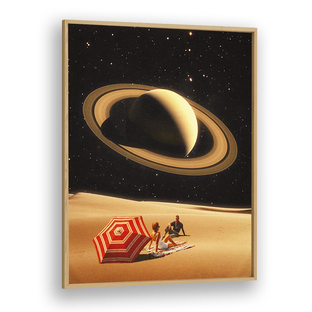 Space Date Surreal Paintings Surreal Art Prints in Oak Wood Plain Frame