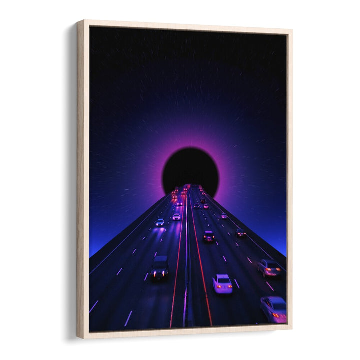 Space Highway by Ritvik Takkar Surrealism in Oak Wood Floater Frame