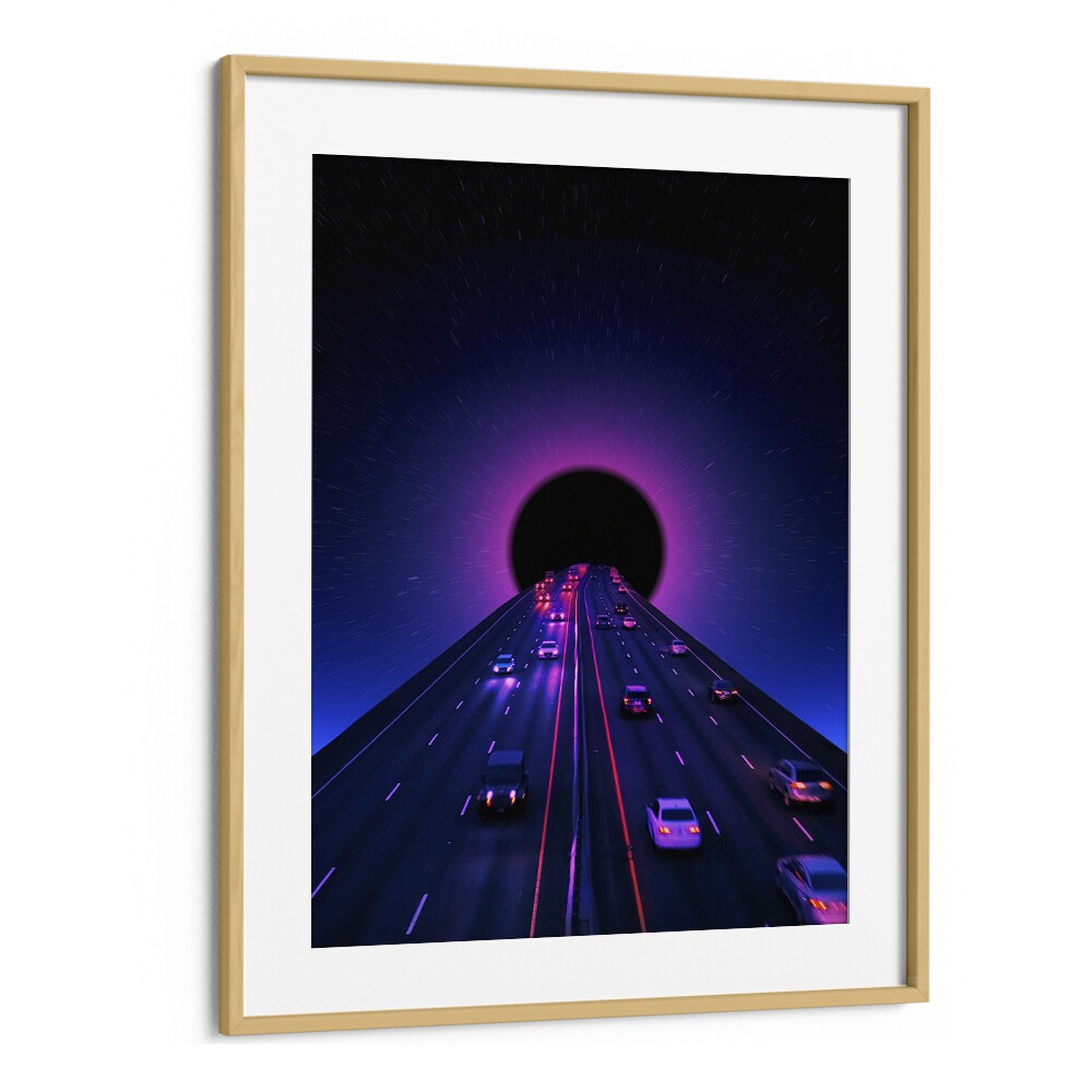 Space Highway by Ritvik Takkar Surrealism in Oak Wood Frame With Mount