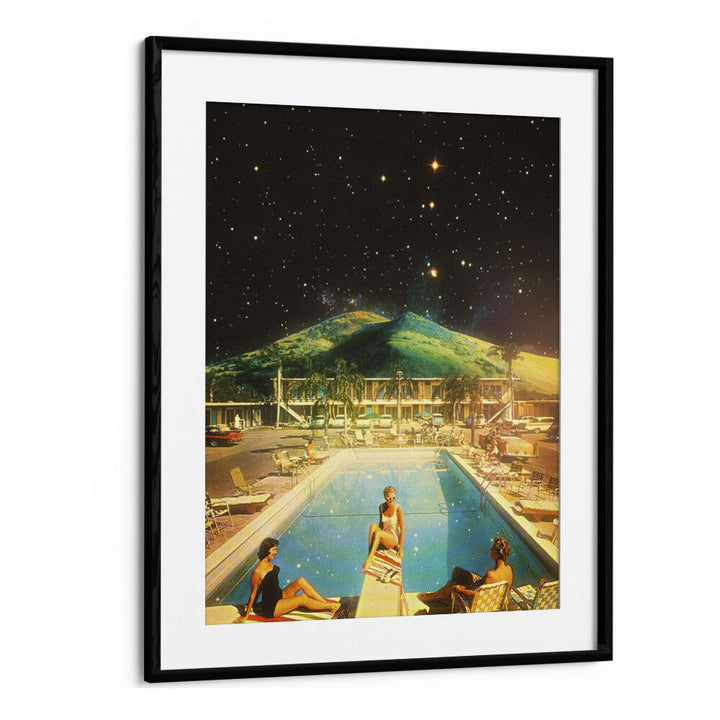 Space Pool Surreal Paintings Surreal Art Prints in Black Frame With Mount
