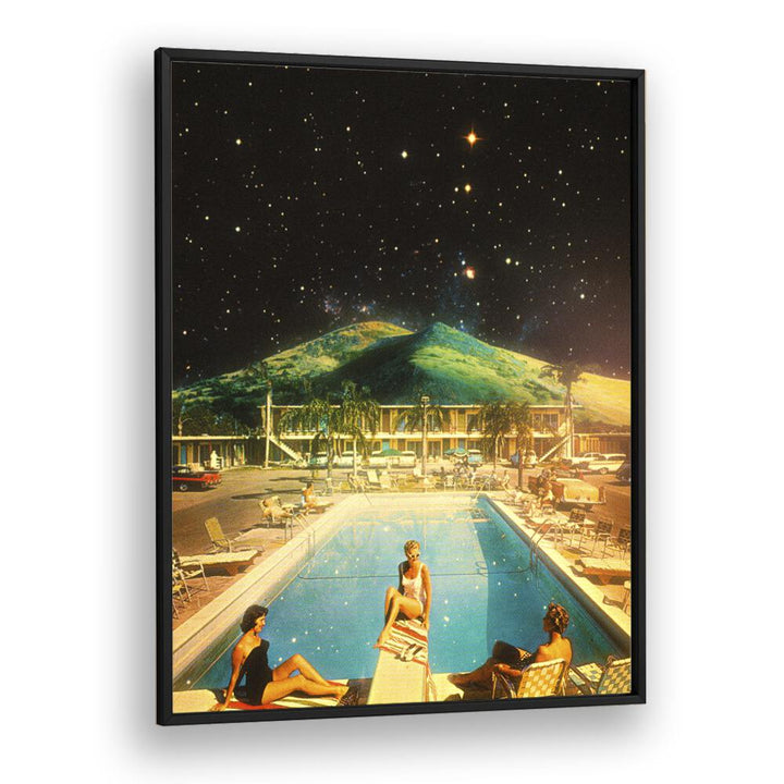 Space Pool Surreal Paintings Surreal Art Prints in Black Plain Frame