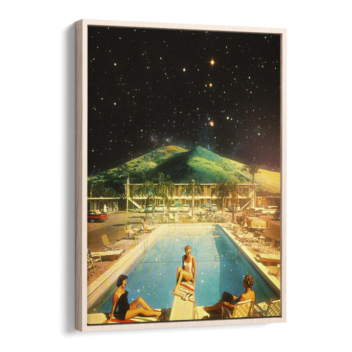 Space Pool Surreal Paintings Surreal Art Prints in Oak Wood Floater Frame