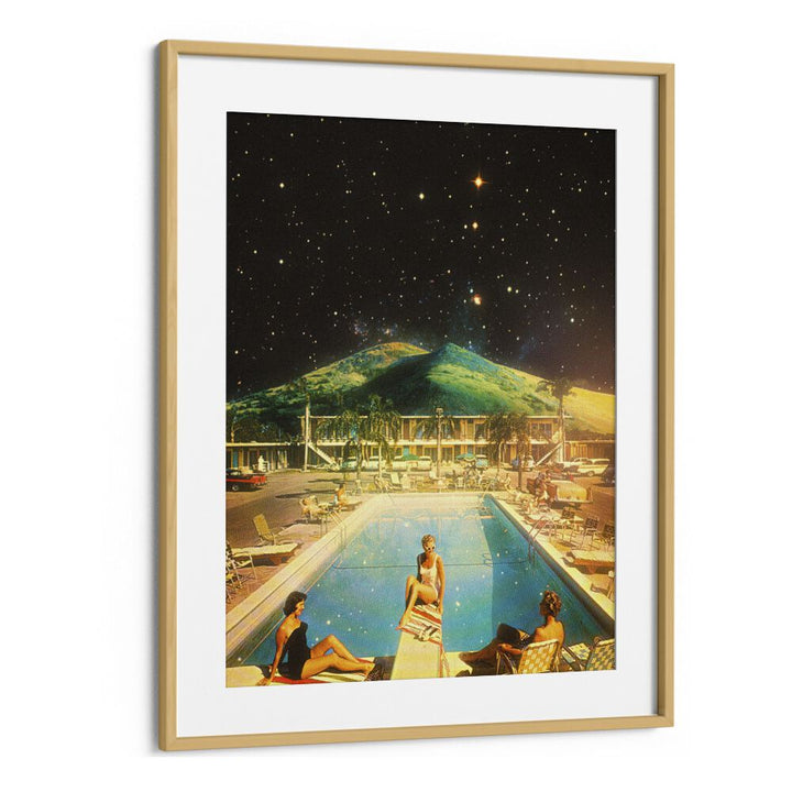 Space Pool Surreal Paintings Surreal Art Prints in Oak Wood Frame With Mount