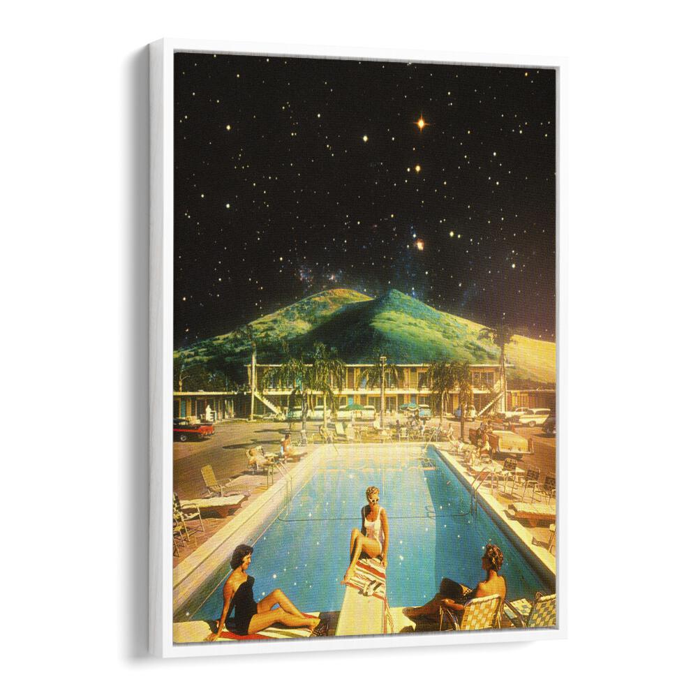 Space Pool Surreal Paintings Surreal Art Prints in White Floater Frame