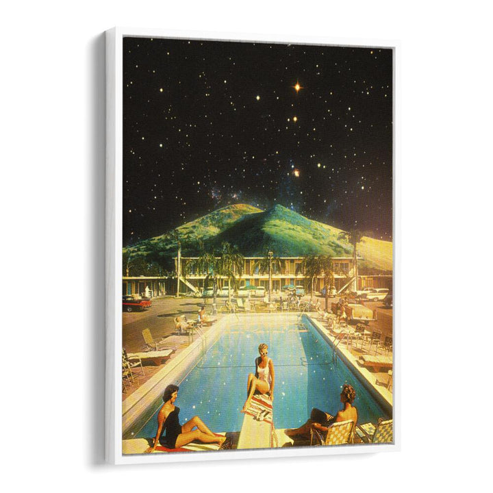 Space Pool Surreal Paintings Surreal Art Prints in White Floater Frame